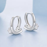 925 Sterling Silver Earrings with White Gold Plating and CZ