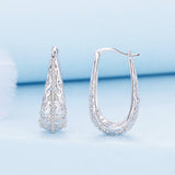 925 Sterling Silver Earrings with Pavé Set CZ, 2.5cm x 0.8cm, for Women