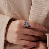 925 Sterling Silver Enamel Adjustable Ring for Women