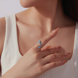 925 Sterling Silver White Enamel Pavé Set CZ Ring for Women