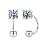 925 Sterling Silver Moissanite 0.1ct Earrings 1.3cm for Women