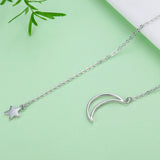 925 Sterling Silver Necklace 47cm with Moon Pendant for Women