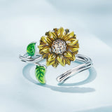 925 Sterling Silver Enamel Pavé Setting CZ Oxidized Silver Ring