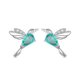 925 Sterling Silver Transparent Glass Earrings with CZ for Women