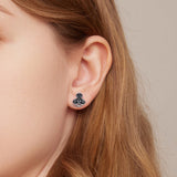 925 Sterling Silver Oxidized Enamel Plum Blossom Earrings for Women - 1.2 x 1.0 cm