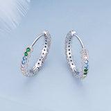 925 Sterling Silver Stud Earrings with CZ in Pavé Setting