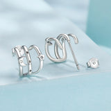 925 Sterling Silver Earrings with Pavé Setting CZ - Oxidized Silver, 1.1cm for Women