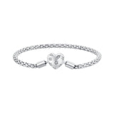 925 Sterling Silver Oxidized Silver Bracelets 17.0 Size with CZ for Women