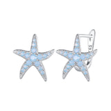 925 Sterling Silver Opal Earrings 15x13mm for Women