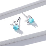925 Sterling Silver Transparent Glass Earrings