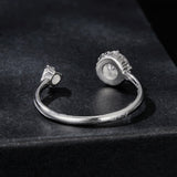 925 Sterling Silver Moissanite 0.5ct & 0.2ct Ring in Size E for Women