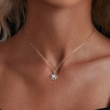 925 Sterling Silver 0.5 Carat Moissanite Necklace with White Gold Plating for Women