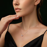 925 Sterling Silver Moissanite & Freshwater Pearl White Gold Necklace 45cm for Women