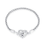 925 Sterling Silver 3.0mm Plated Platinum Bracelet Size 17.0 for Women