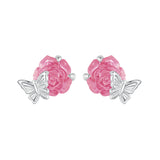 925 Sterling Silver White Gold Plated Resin Earrings 8x10mm for Women
