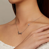 925 Sterling Silver Necklace with CZ Pendant, 450mm Length, Platinum Plated, for Women