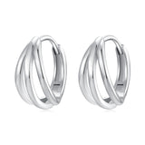 925 Sterling Silver Earrings with White Gold Plating, 1.3*0.6 cm, For Women