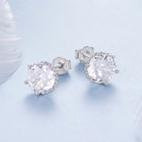 925 Sterling Silver Earrings with Pavé Setting CZ in White Gold Plated