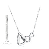 925 Sterling Silver Necklace with Pavé Setting CZ, 40+5cm, Plated White Gold, Women
