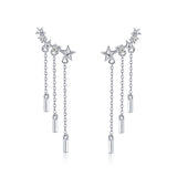 925 Sterling Silver Plated Platinum Pavé Setting CZ Earrings 3.4*0.7cm for Women