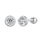 925 Sterling Silver 4mm Moissanite Earrings with Platinum Plating for Women