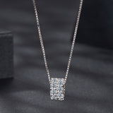 925 Sterling Silver & Moissanite Necklace, 40+5cm Length, White Gold Plated, Women's Jewelry