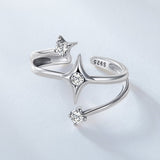 925 Sterling Silver Oxidized CZ Ring with Pavé Setting for Women