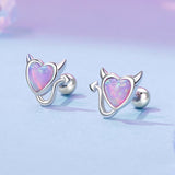 925 Sterling Silver White Gold Plated Opal Earrings 0.7x0.8cm for Women