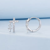 925 Sterling Silver Earrings with Pavé Setting CZ in White Gold, Size 13*8mm for Women