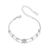 925 Sterling Silver 5.0mm Moissanite Bracelet with CZ and White Gold Plating for Women
