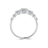 925 Sterling Silver Moissanite Engagement Ring with 5mm, 4mm, 3mm, 2.5mm Stones for Women