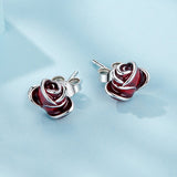 925 Sterling Silver Enamel Plated White Gold Earrings 0.7*1cm for Women