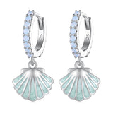 925 Sterling Silver Opal Enamel Earrings - 21x10mm for Women