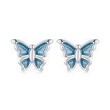 S925 Sterling Silver Earrings with Enamel Process, 6*8mm, Plated Platinum for Women