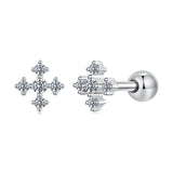 925 Sterling Silver Moissanite Earrings White Gold Plated 0.5cm for Women