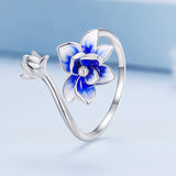 925 Sterling Silver Enamel Flower Ring