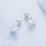 925 Sterling Silver Earrings with Pavé Setting CZ in White Gold