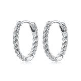 925 Sterling Silver Plated White Gold Earrings Size 1.4x0.2cm for Women