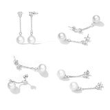 925 Sterling Silver Earrings with Pavé Setting CZ & Quality Shell Pearl