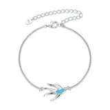 925 Sterling Silver Synthetic Opal Bracelet with White Gold Plating