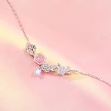 925 Sterling Silver Necklace with CZ & Resin Pendant, 18x39mm, Plated with White Gold