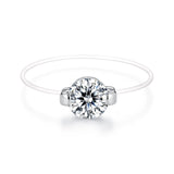 925 Sterling Silver White Gold Plated CZ Ring Size 6 for Women