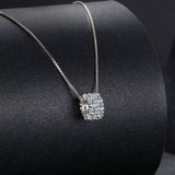 925 Sterling Silver & Moissanite Necklace, 40+5cm Length, White Gold Plated, Women's Jewelry