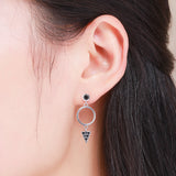 925 Sterling Silver Oxidized Pavé Setting CZ Earrings