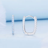 925 Sterling Silver Opal Earrings with Platinum Plating for Women