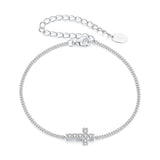 925 Sterling Silver Moissanite Bracelet 15+6cm, Plated White Gold, for Women