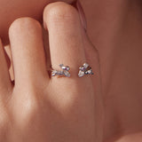 925 Sterling Silver Rabbit Ring with Pavé Setting CZ in White Gold for Women