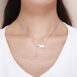 925 Sterling Silver Necklace 38-45cm with 1.4*2.5cm Pendant for Women