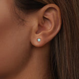 925 Sterling Silver Amazonite Earrings 0.55cm Plated White Gold for Women