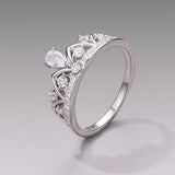 925 Sterling Silver Pavé Setting CZ White Gold Plated Ring Size 6 for Women